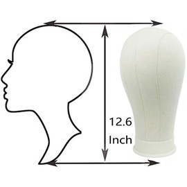 Ba Sha 22" Cork Canvas Block Head Mannequin Head Wig Display Styling Head With Mount Hole (Table Clamp Included)