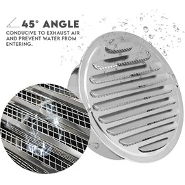4" Soffit Vents Cover 304 Stainless Steel Air Vent Louver Grille Cover Vent Built-in Fly Screen Mesh Wall/Celling Mounted Ventilation Outlet Fit for 4 inch Hose