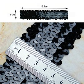 2PCS Elastic Sparkly Headband 5cm Wide Black Sequin Headbands For Women,Non-Slip Glitter Sport Headband