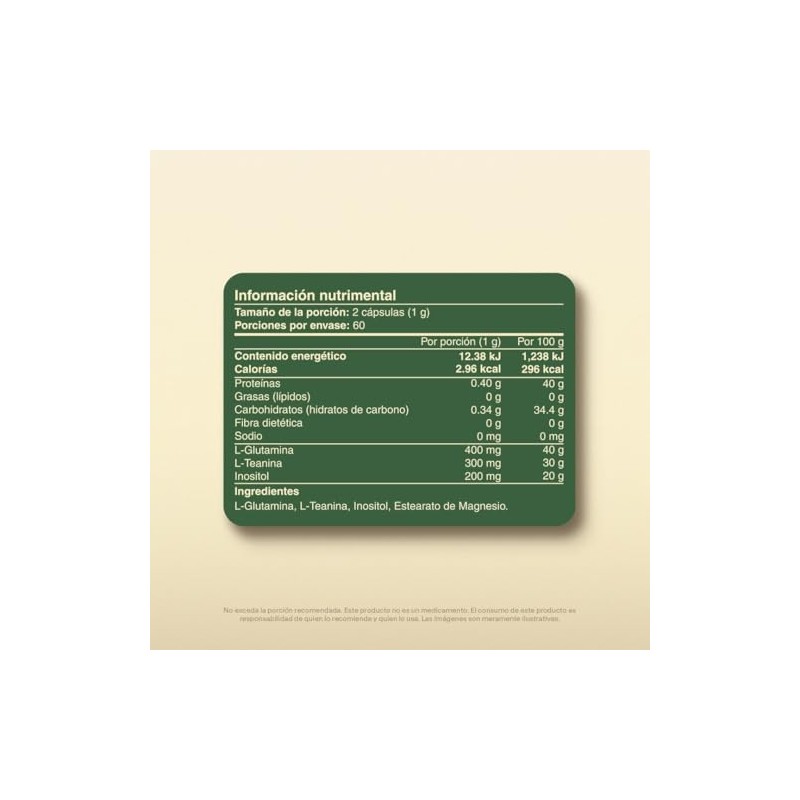 Teanina Inositol 120 Capsulas 500mg Meses Vitalbotanics Multivitaminico Glutamina Suplementos