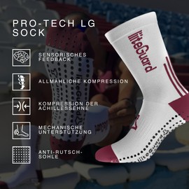 liiteGuard Pro-Tech LG Running Compression Socks for Men and Women, Compression Stockings, Sports, Running, Football, Anti-Blister, Winter Running Socks, Compression Socks Women Men, White/Bordeaux,