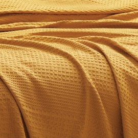 David's Home Ultra Soft Waffle Weave Blanket King Size, Lightweight Breathable Durable Skin-Friendly Throw for All Season, Elegant Layering for Home Decor, Couch Bed Sofa Travel, Khaki Ginger,104"x90"