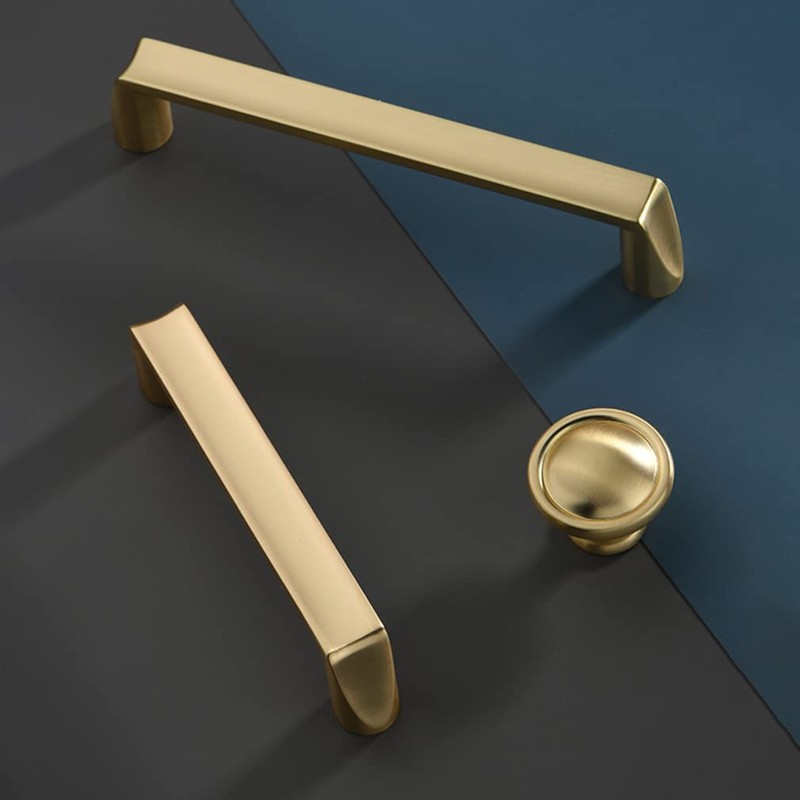 Myxekllo Gold Cabinet Drawer Pulls, 96mm Brushed Brass Pulls Handles