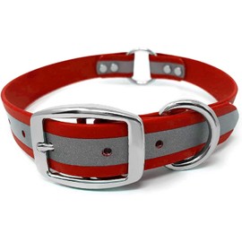 Regal Dog Products Medium Red Heavy Duty Reflective Dog Collar with Durable Metal Buckle and D Ring Adjustable, Chew Proof & Waterproof Center Ring | Strong Small Dog Collar