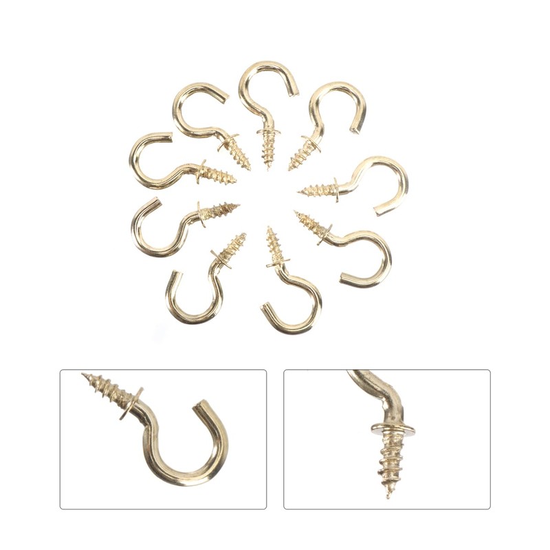Veemoon Copper Plated Ceiling Hooks 20pcs Metal Screw-in Hooks for