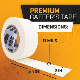 Lockport White Gaffers Tape 2 inch x 30 Yards - 2 Pack Pro White Gaff Tape - No Residue, Water Resistant, Non-Reflective, Easy Tear - Multipurpose