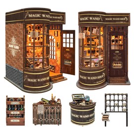CUTEROOM Book Nook Kit for Adults, 3D Wooden Puzzle DIY Miniature Dollhouse BookNook Kit with LED Lighting, Small House Construction Kit as Bookshelf Insert