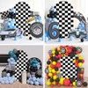 Arch Backdrop Cover 4FT Checker Monster Truck Birthday Party Decorations