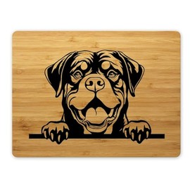 Bambus Schneidebrett Frühstücksbrettchen 15x20cm Hund Rottweiler 01