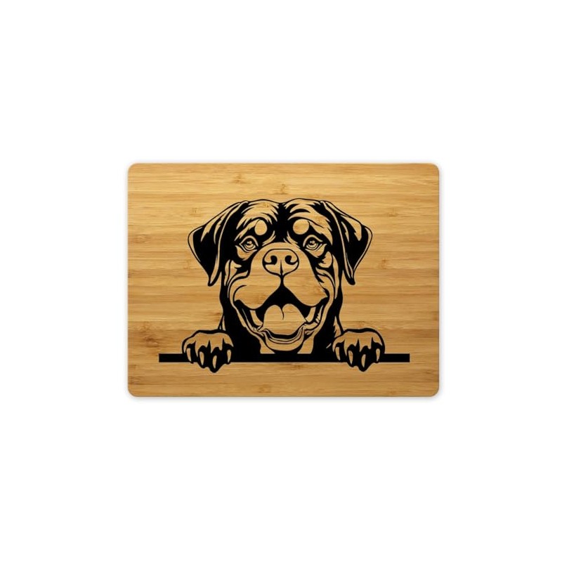 Bambus Schneidebrett Frühstücksbrettchen 15x20cm Hund Rottweiler 01