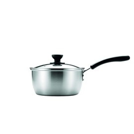 Pearl Metal HB-5432 Monochrome Stainless Steel Single Pot with Glass Lid, 7.1 inches (18 cm)