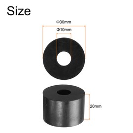 QUARKZMAN Pack of 12 Rubber Washers Rubber Spacer 30 mm Outer Diameter 10 mm Inner Diameter 20 mm Thick Rubber Spacer Round Spacer Sleeves for Home Car Accessories Black