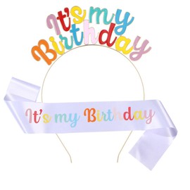 Birthday Sash and Tiara Set Happy Birthday Headband Crown and Sash for Girls Women Birthday Decorations and Gifts