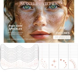 50 Pcs Glitter Freckles Face Tattoo - Rose Gold - Sparkle Makeup Patches, Face Glitter Speckles Makeup Patches - Cute Glitter Makeup Accessories for Girls Women - Waterproof Cosmetic Glitter for Face