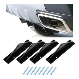 KVAEY 4 PCS Car Rear Lower Bumper Wing Lip Diffuser, Shark Fin Vehicle Spoiler Wing Rear Bumper Decoration, Universal Spoiler Fin Protector with Screw for Cars Trucks SUVs (Straight Black)