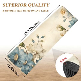 Camino de mesa resistente al calor y salvamanteles antideslizantes impermeables para platos calientes y sartenes, cocina, granja, boda, fiesta, encimeras, decoración de 12 x 39 pulgadas en flor beige