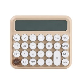 Iegefirm 12 Digit Mechanical Calculator with Switch Large LCD Display Desktop Calculator Financial Calculator Large Buttons Beige