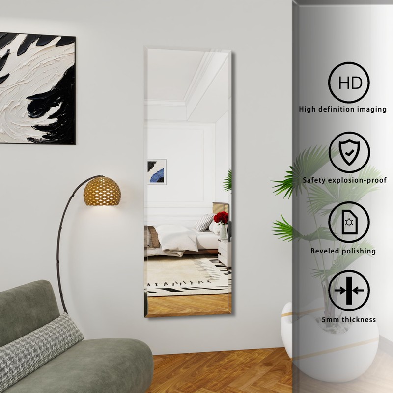 YUNSHANGGE Full Length Mirror Door Hanging, 51X16 Full Length Hanging,Beveled
