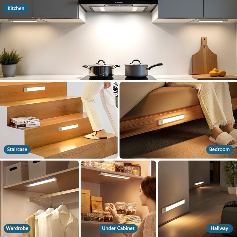 Ascher 10.2inch Under Cabinet Lights, 2000mAh Rechargeable Motion Sensor Light