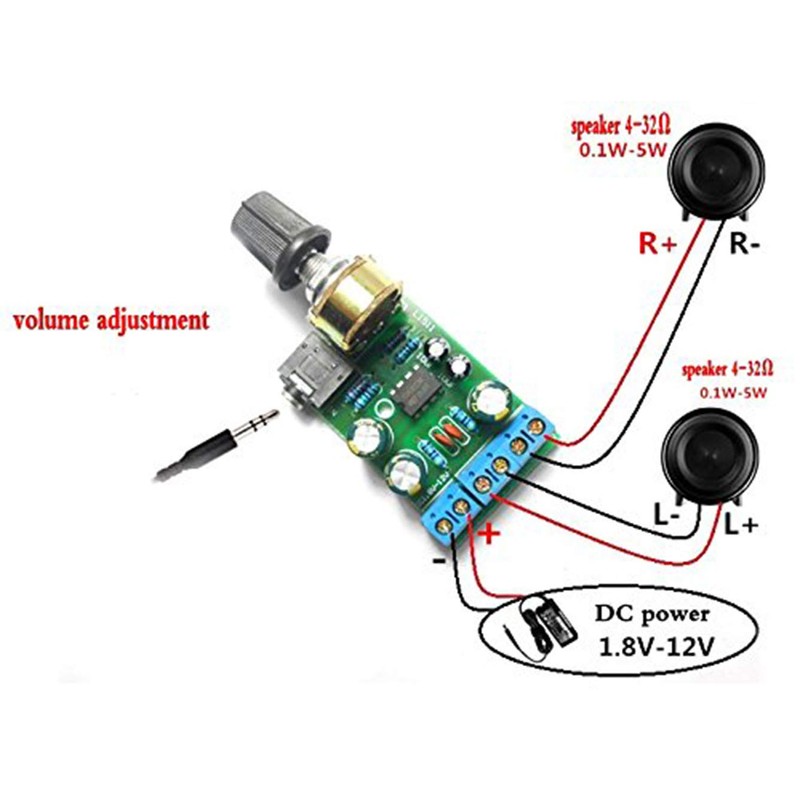 Youmile 2pcs Audio Amplifier Module DC 1.8-12V TDA2822M 2.0 Channel