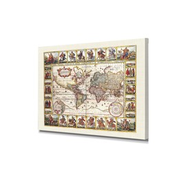 DECORARTS - Vintage 1652 World Map Art by Claes Janszoon Visscher, Giclee Canvas Prints Wall Art. Historical World Map art for Home Decor. Size: 20" x 16"