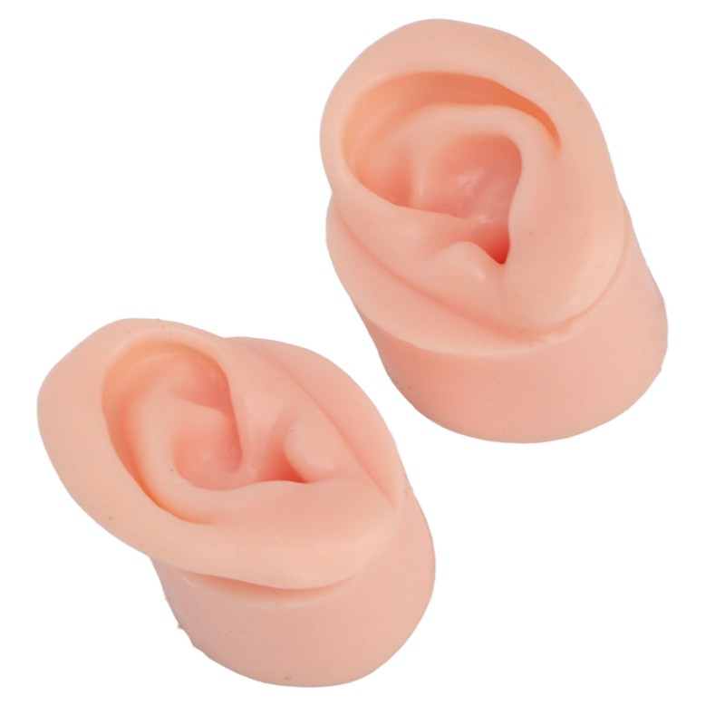 1 Pair Piercing Practice Ear Model Novice Soft Silicone Flexible