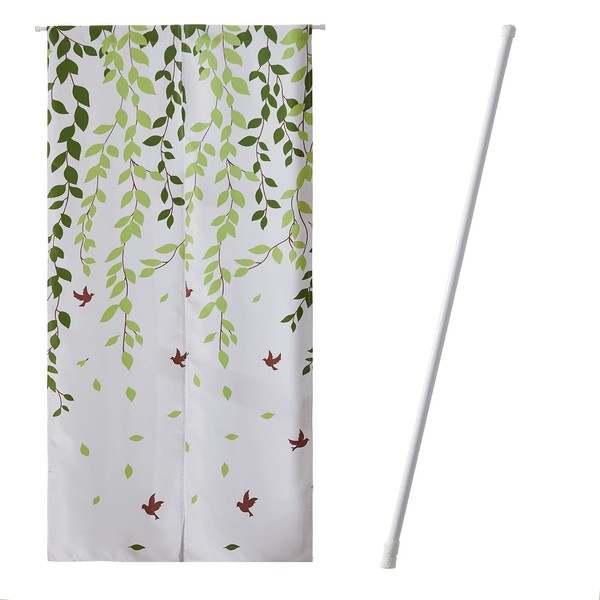 Topfinel Noren, Stylish, Northern Europe, Thermal Insulated Noren, 77.8 inches (197 cm) Length, Light Blocking, Japanese Style, Leaf Pattern, Room Divider Curtain, Thermal Insulation, Blindfold, Door