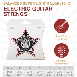 Electric Guitar Strings 3 Packs 6 String Guitar Accessories Nickel Plated Steel with PVD Ion Coating Electric Guitar Strings Kit Consistent Feel & Lasting Bright Tone (Regular Light, 10-46(3 Pack))