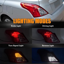 USA Type Tail Light W/Side Light Assembly Compatible With 2012-2019 Nissan Versa Sedan Tail Lamp With Bulb Harness Outer Rear Light Left Driver Side Replacement NI2800194 265553AN0A