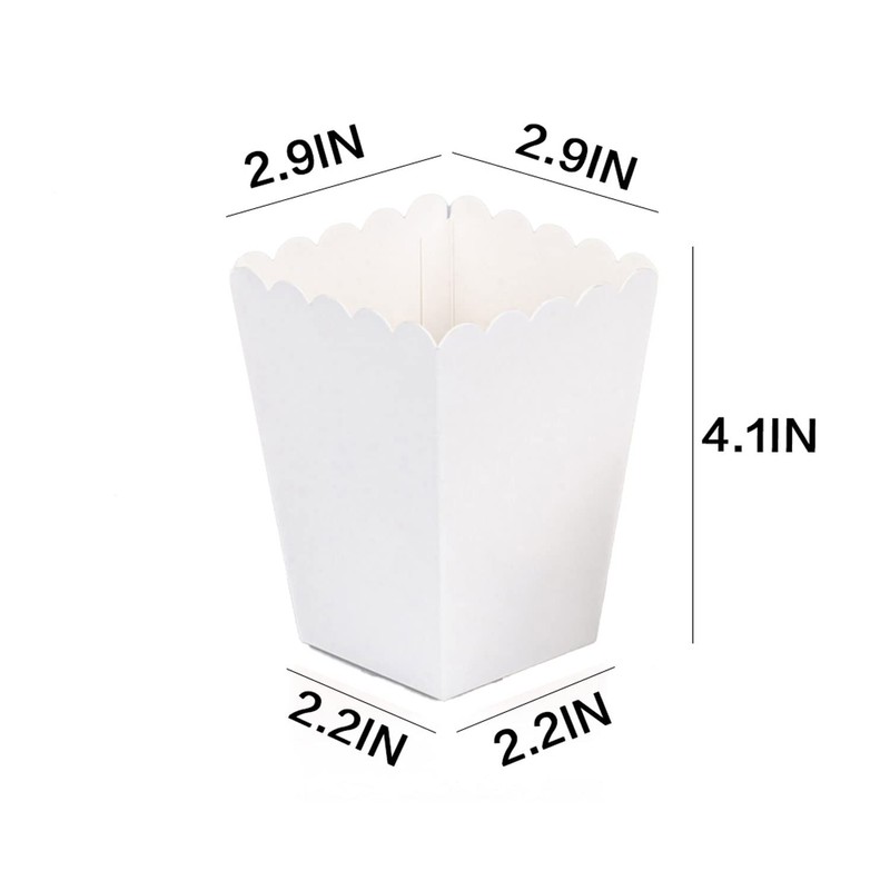 White Popcorn Boxes Mini Paper Popcorn Containers for Party,24 PCS