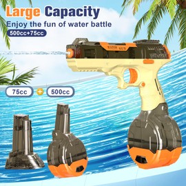 2 Pcs Electric Water Gun for Adults & Kids, 575cc High Capacity Rechargeable Automatic Squirt Guns,Continuous Water Pistol,Auto Suction with Pipe&Manual Fill