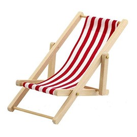 MyTinyWorld Dolls House Miniature Red and White Garden Deck Chair