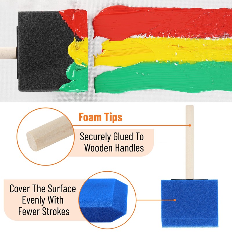 Bates- Foam Paint Brushes, 3", 50 Pack, Blue Sponge Brushes