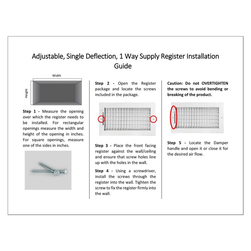 Venti Air 12" X 6" Single Deflection, Adjustable Air Supply