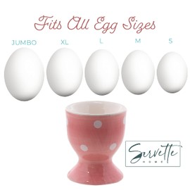 Egg Cup Cute Ceramic Soft Boiled Egg Holder - Set of 2 (Pink Polka Dot)