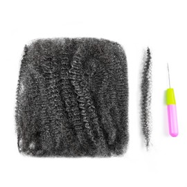 16inch Afro Kinkys Bulk Human Hair Human Hair for Locs/Twists/Braids/Repair Locs Afro Kinky Curly Bulk Can Bleach And Dye(#SALT&PEPPER,16inch 50g)