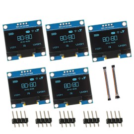 EPLZON 5 Pack 1.3 inch OLED IIC Display Module 128x64 Pixel Mini Self-Luminous Display Screen Board for Arduino Projects Raspberry Pi with Wire(Blue)
