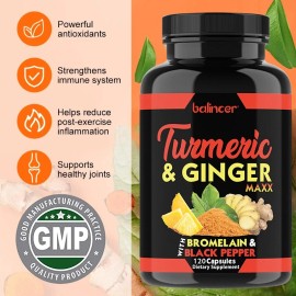 Balincer Turmeric Ginger Supplement Boost Energy Digestion Support Detox Joint Health US