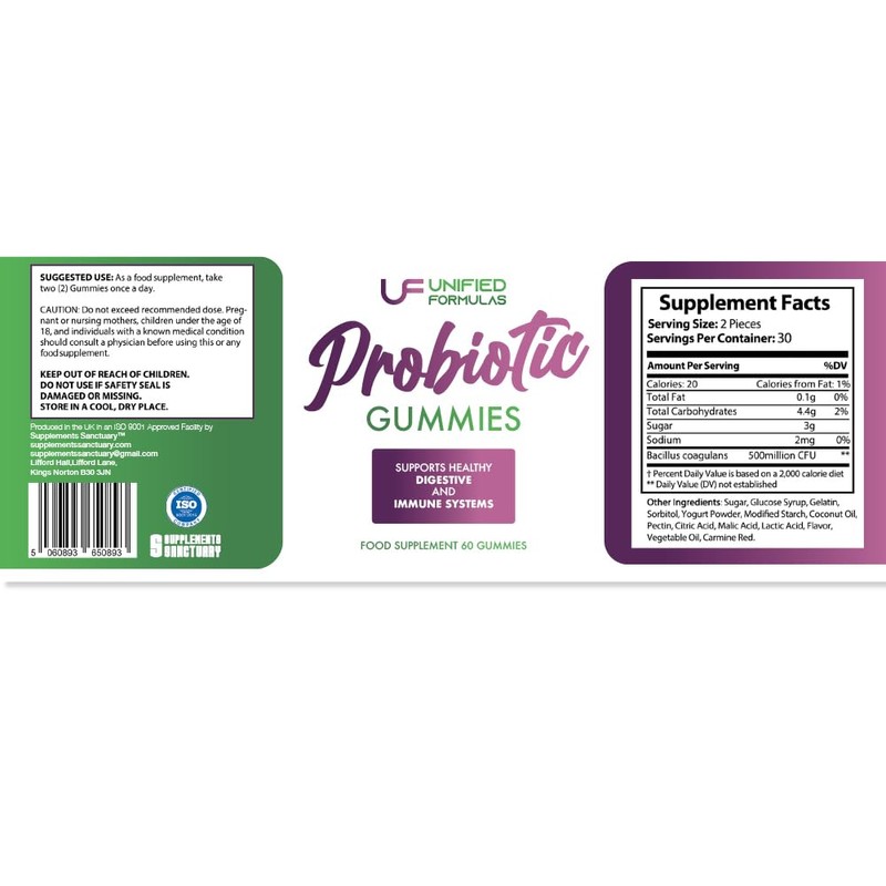 Probiotic Gummies, Supports Helthy Digestive and Immune System, 60 Gummies