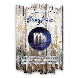 Kreative Feder Wall Picture Zodiac Sign Virgo Made of Wood in Shabby Chic Country House Style - Wooden Sign Size 30 x 20 cm (Virgo)