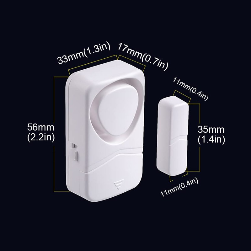 Mengshen Wireless Door Alarm, 4-Pack Small Wireless Magnetic Sensor Warning