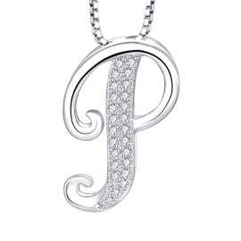 Starchenie Initial Necklace for Women 925 Sterling Silver Letter P Pendant 26 Alphabet Jewelry