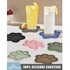 ME.FAN Silicone Coasters 6 Pack Paw Cup Mat with Holder,