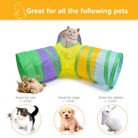 Alicedreamsky Cat Tunnel, Collapsible Tube with 1 Play Ball Kitty Toys, 3 Ways Cat Tunnels for Indoor Cats, Puppy, Kitty, Kitten, Rabbit