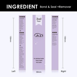 GAQQI Lash Bond and Seal and Remover, Waterproof Lash Clusters Glue Easy to Use 3 in 1 Strong Hold DIY Eyelash Adhesive Kit, Qucik Removal Eyelash Remover, 2 Pcs