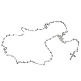 Symphonie Jewellery Necklace Men Women Rosary Necklace 925 Silver Classic Model Beads Black Cross and Silver Icon Perfect for Him and Her silver