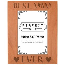ThisWear Inspirational Gift For Nanny Best Nanny Ever Heart Family Wood Engraved Portrait 5x7 Photo Frame
