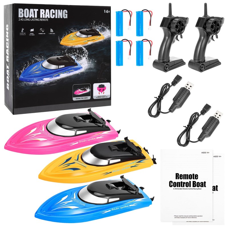 Lumiparty 3PACK Remote Control Rc Boat for Kids, 2.4Ghz Control,