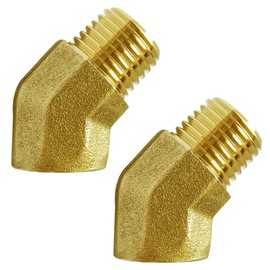 Joywayus 2PCS Brass 45 Degrees Elbow Pipe Fittings 1/4"NPT Male to 1/4"NPT Female Brass Fittings