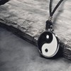 BlueRica Yin and Yang on Adjustable Black Cord Necklace